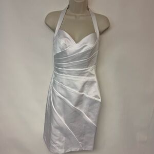 Alfred Angelo Mini Ruched Bodycon Halter Formal Wedding Bridal Prom Womens SZ 0